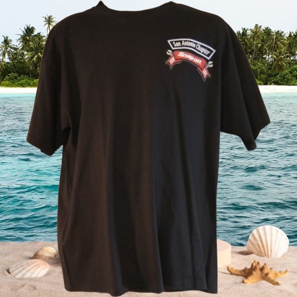 Gildan Shirt Mens XL Snap On Tools Logo Black 100% Cotton T Shirt Canada Made - Picture 1 of 10